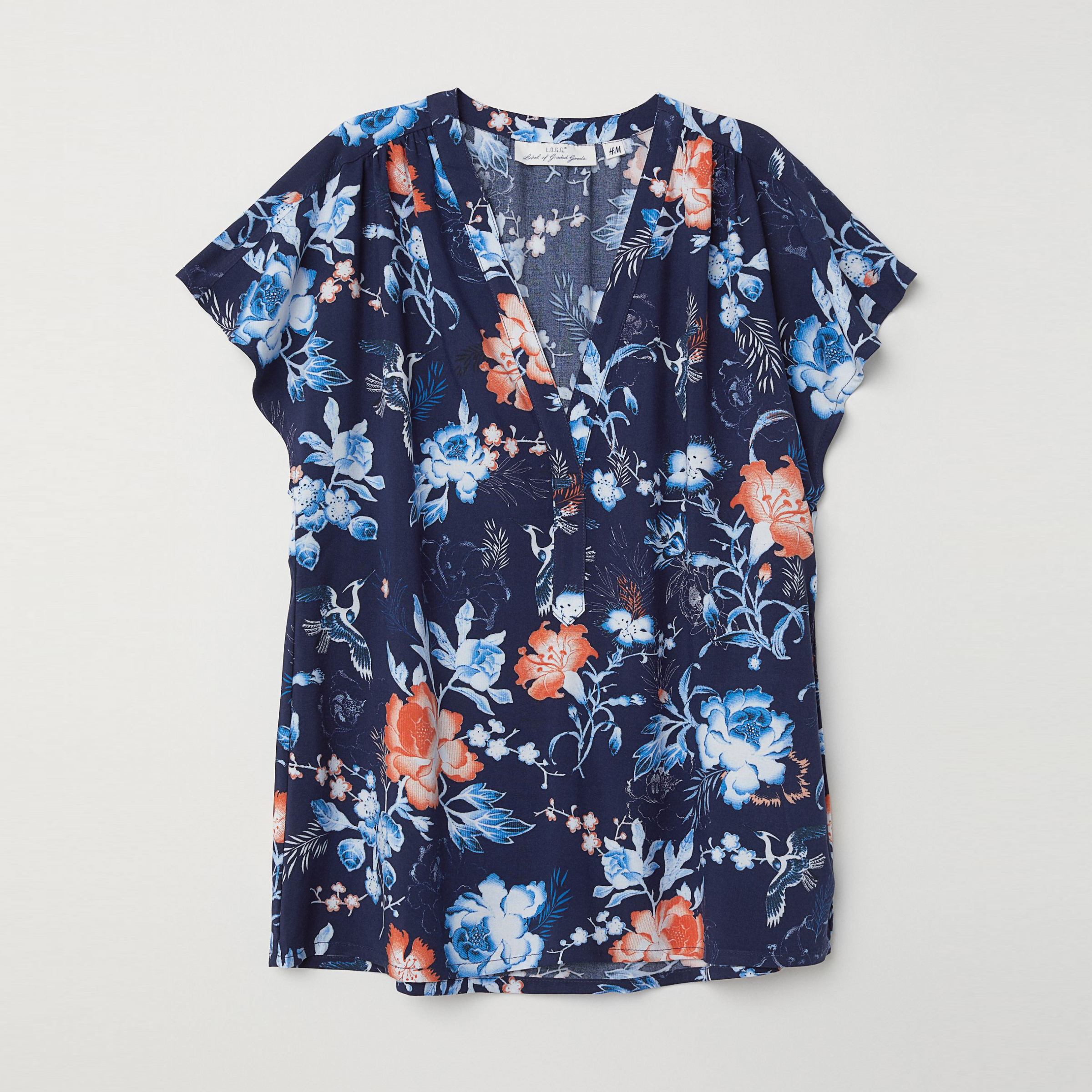 

Блузка H&M 5594267 36 Синяя в цветочек