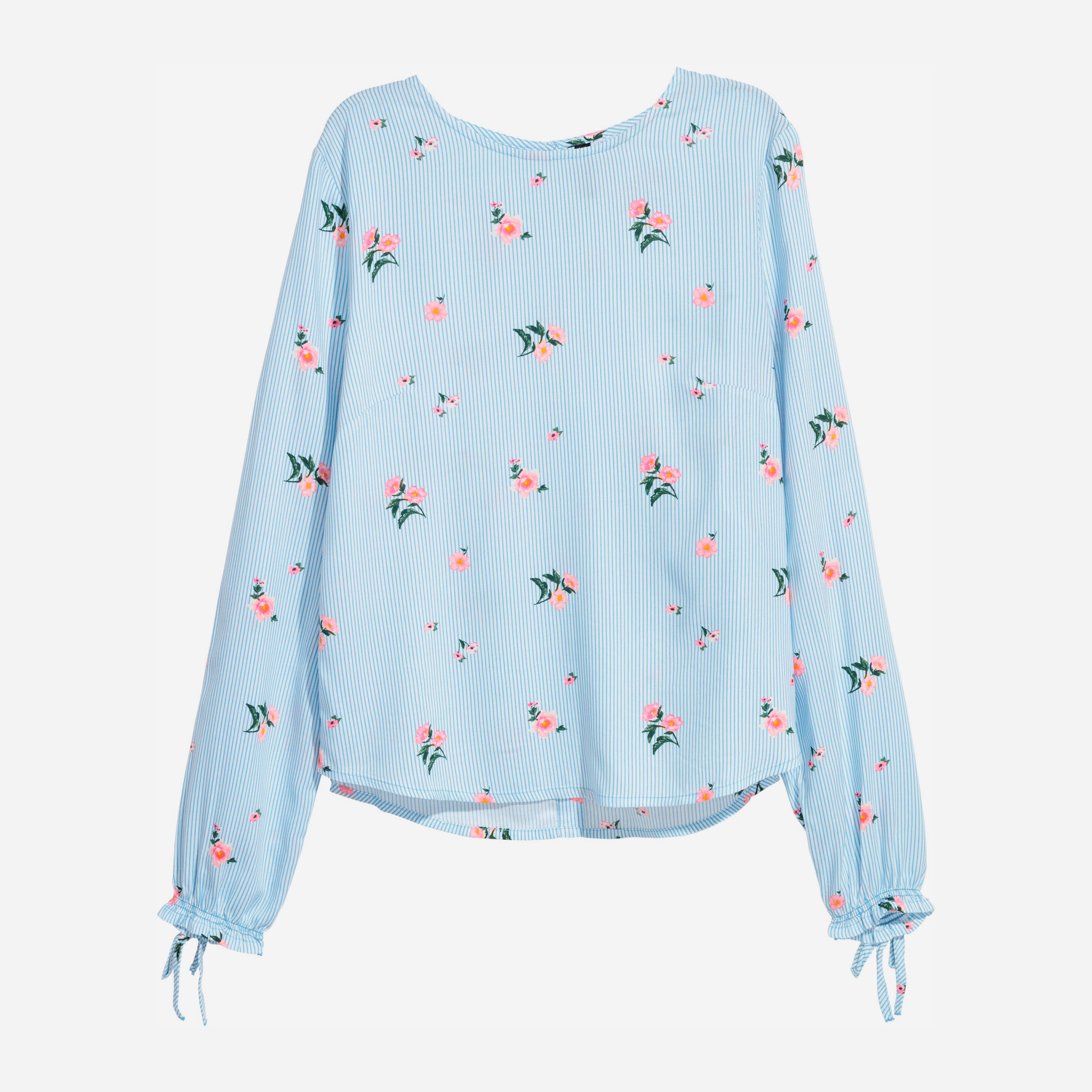

Блузка H&M 5809327 42 Голубая с белой полоской