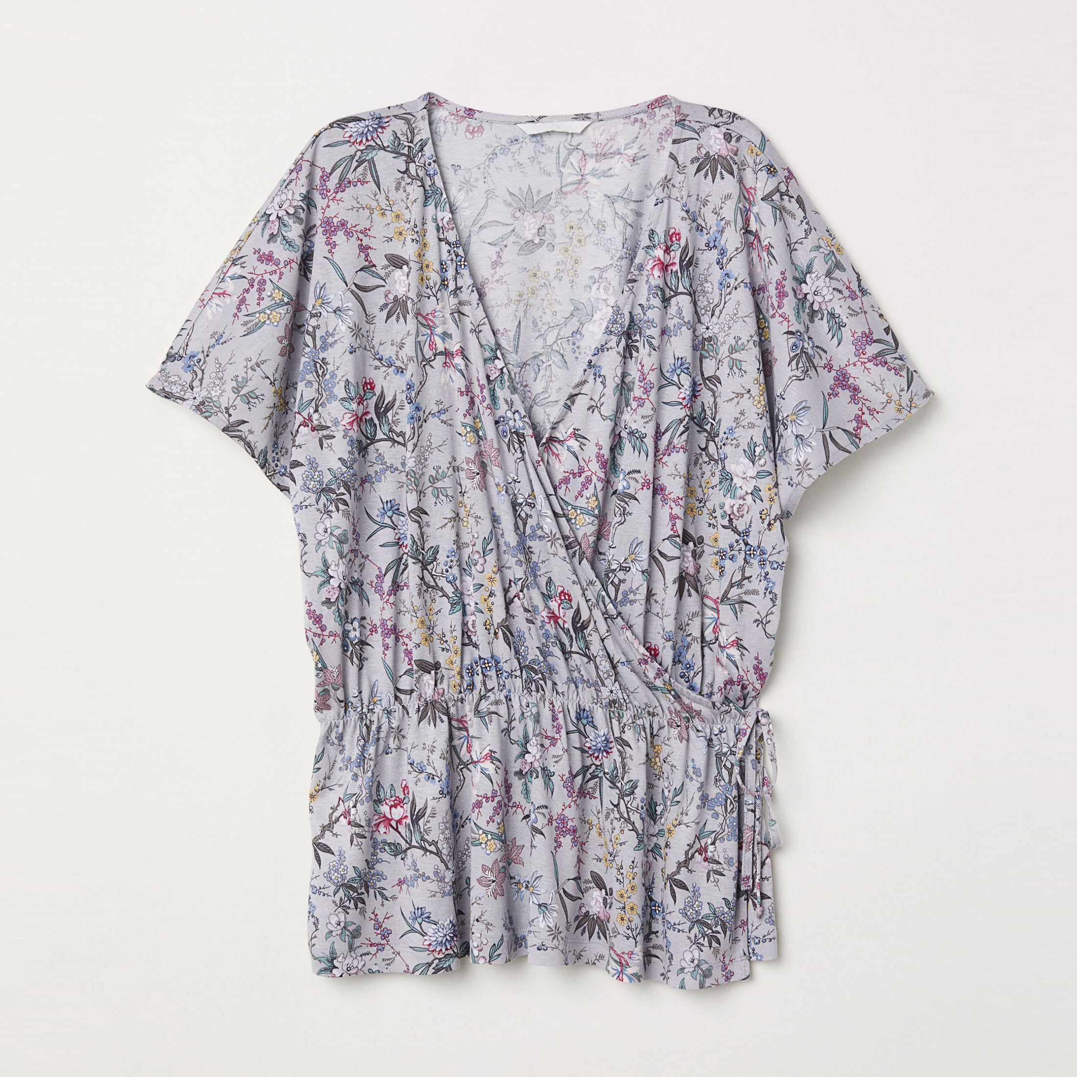 

Блузка H&M 6392737 L Светло-серая с цветами