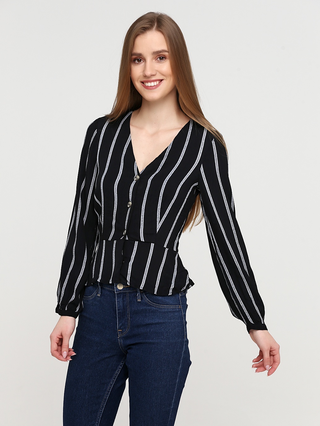 

Блузка H&M 7077359 34 Черная в полоску