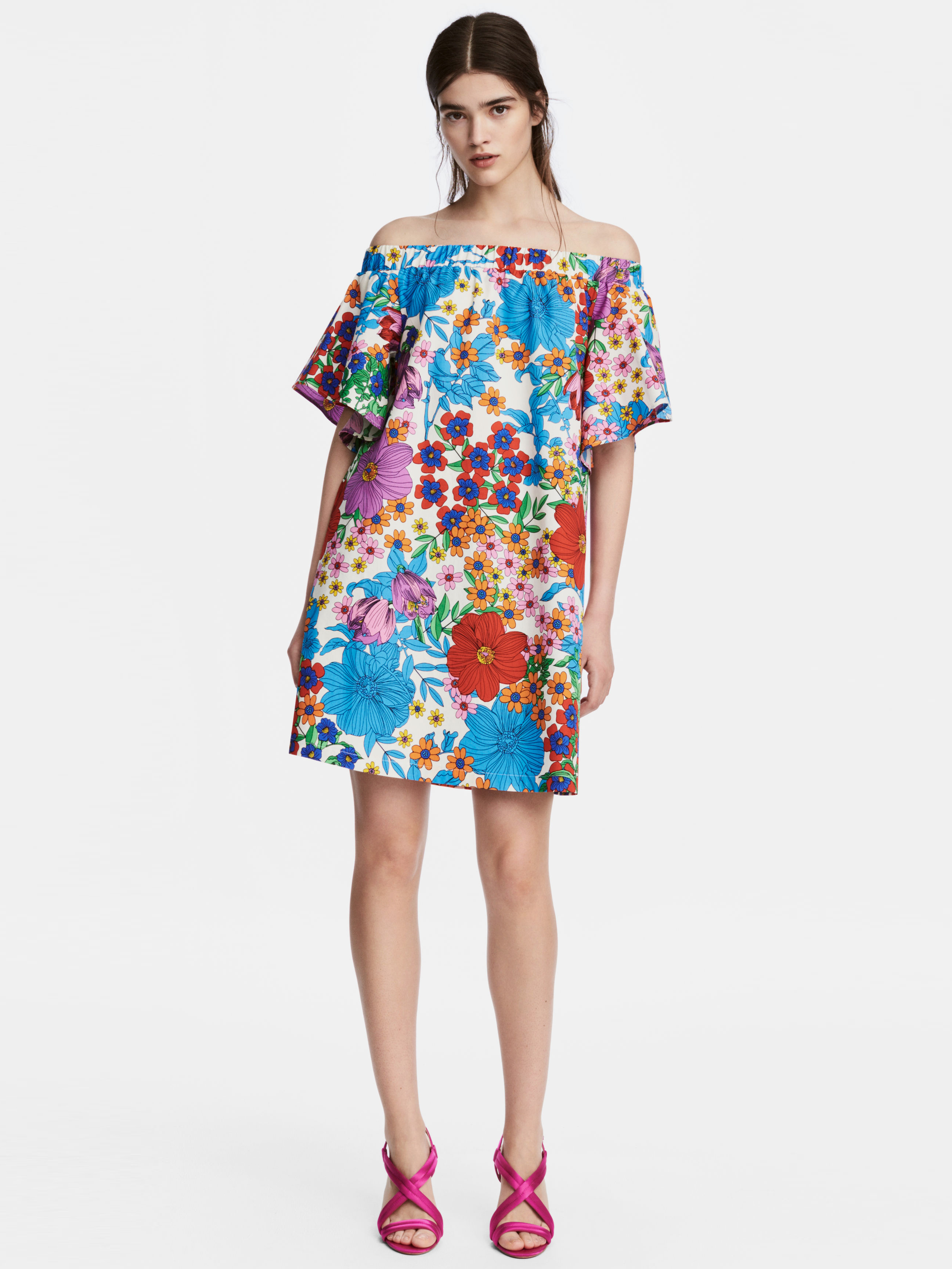 

Платье H&M 5580136 38 Белое с цветами