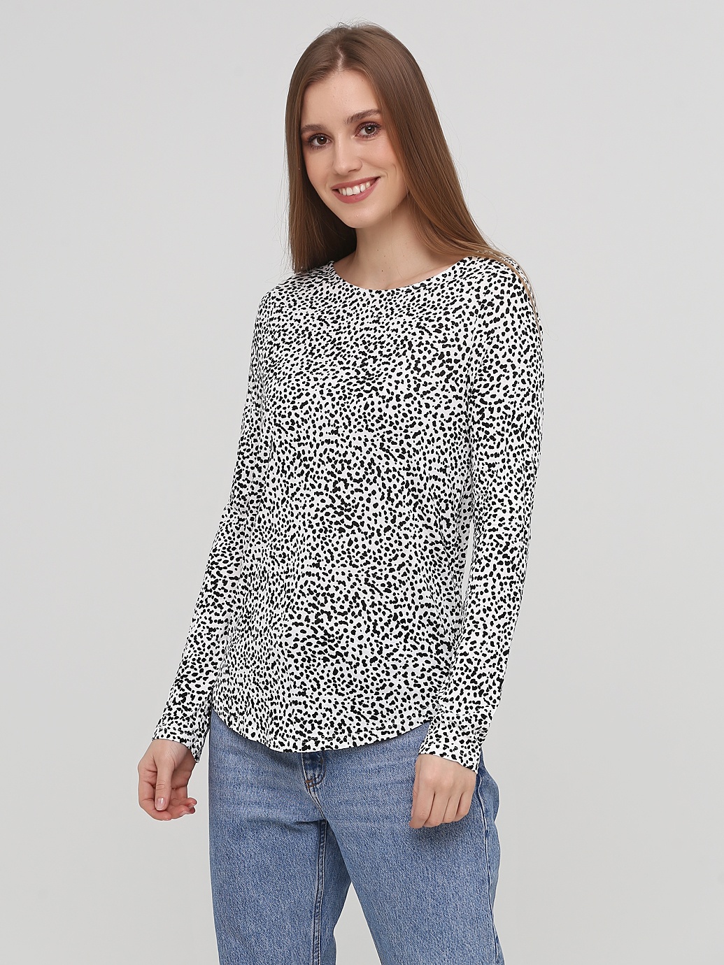 

Лонгслив H&M 6101576 S Белый в горошек