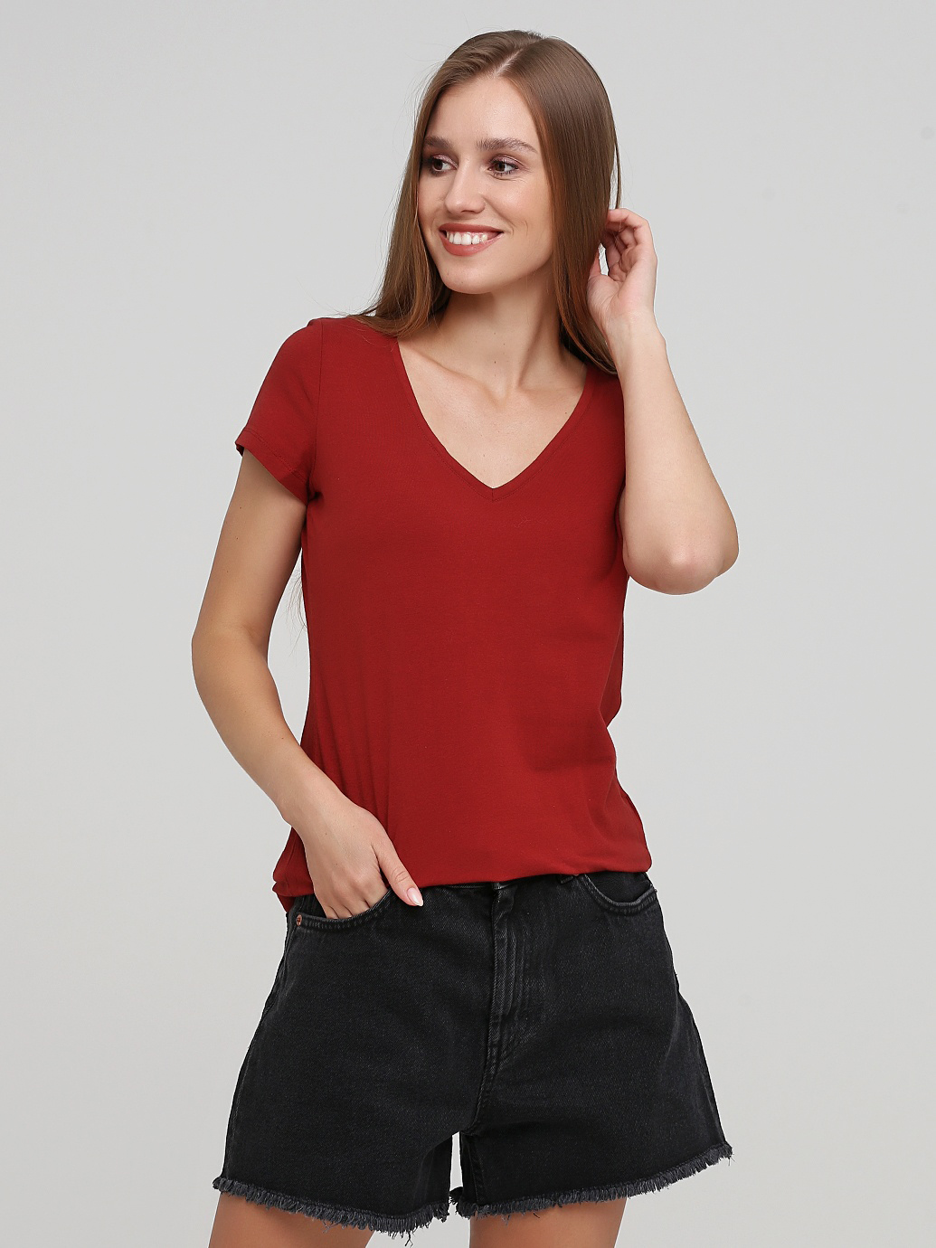 

Футболка H&M 2152484 XS Терракотовая