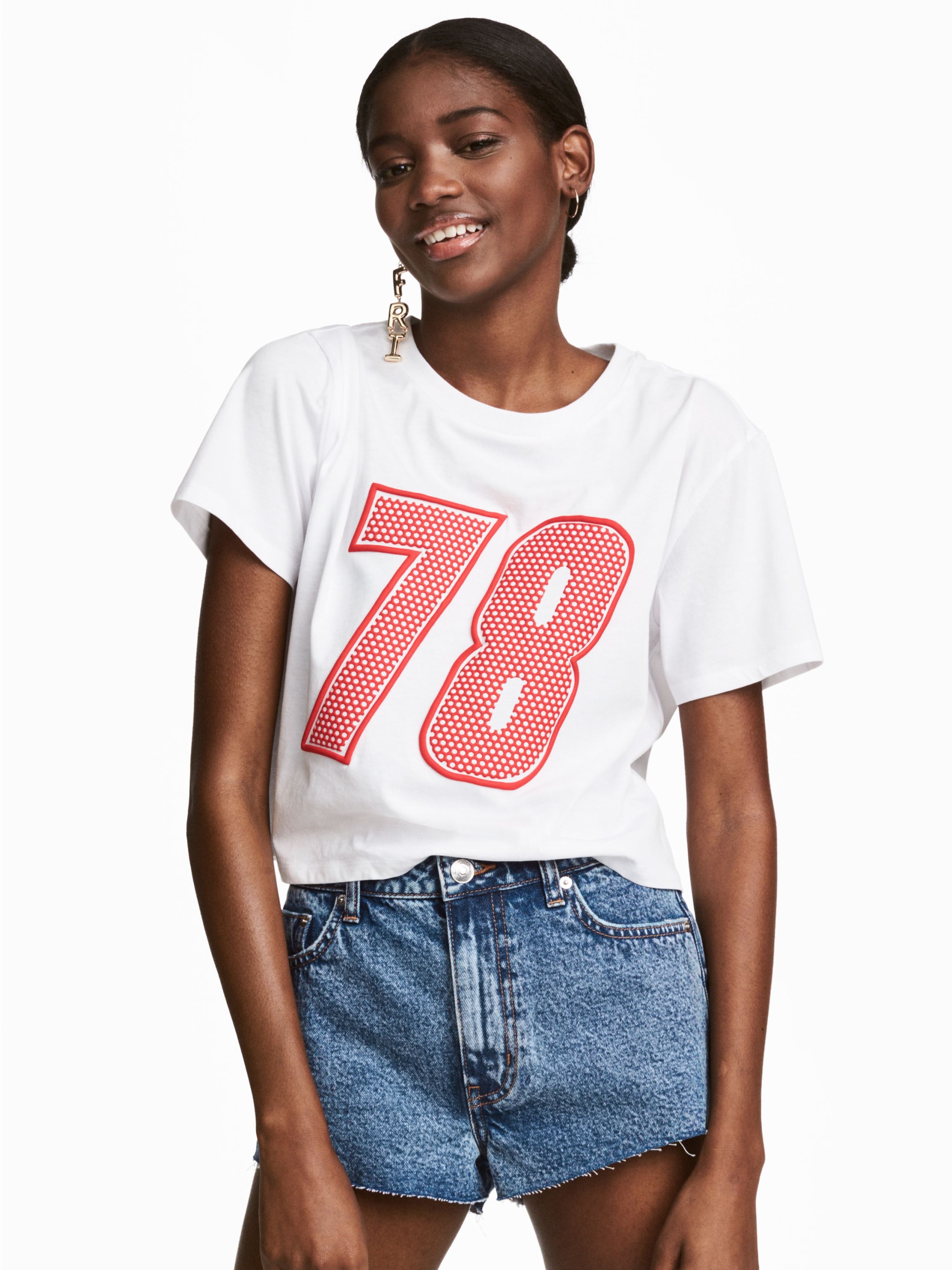 

Топ H&M 5267086 XS Белый с принтом