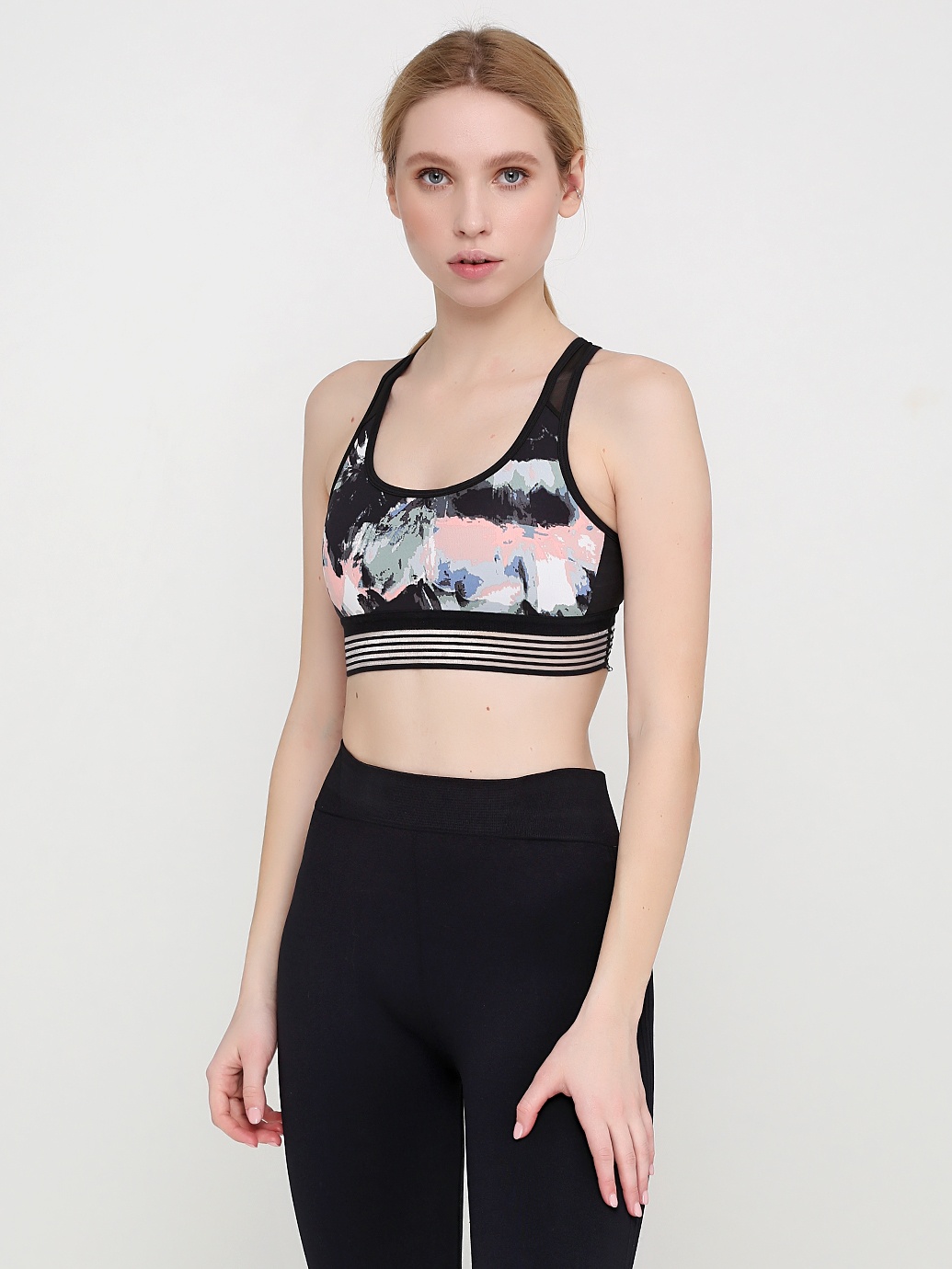 

Спортивный топ H&M 6110077 S Черный с принтом