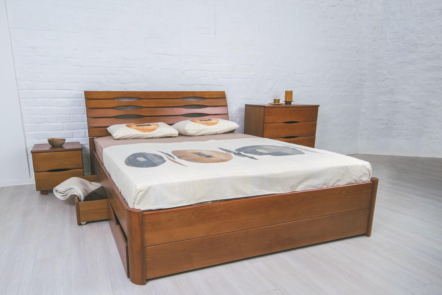 

Кровать двуспальная Олимп Марита LUX с ящиками 200x200 Орех
