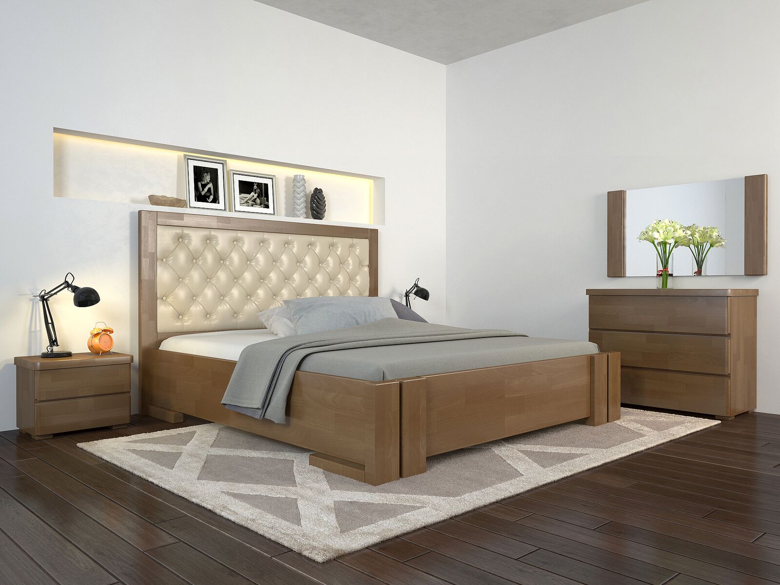 

Кровать Arbordrev Амбер ромбы без ПМ (180*200) бук Орех + Boston 02