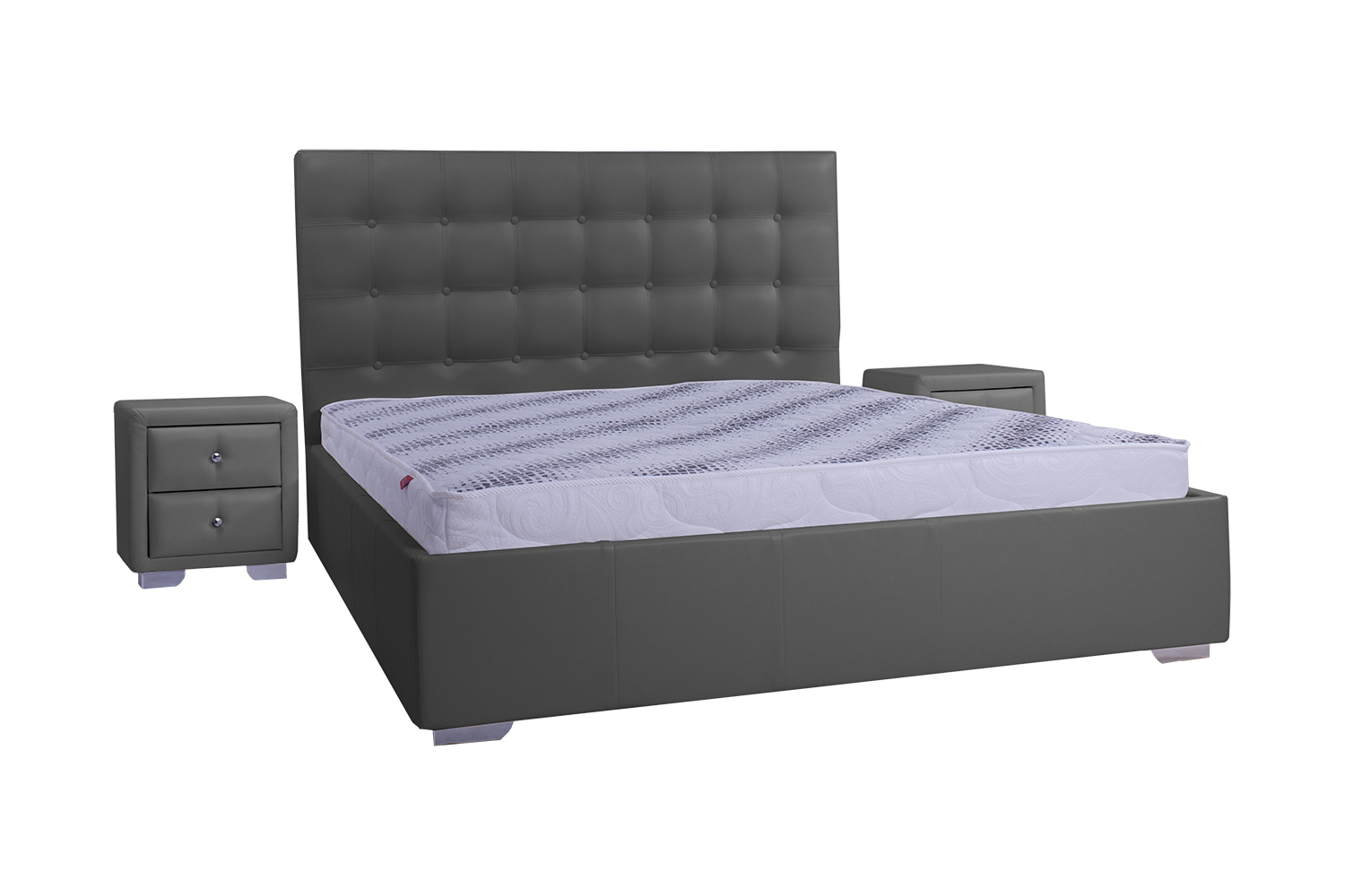 

Кровать со съемным чехлом Zevs-M Турин (металлический каркас) Boom 22 серая 160х190