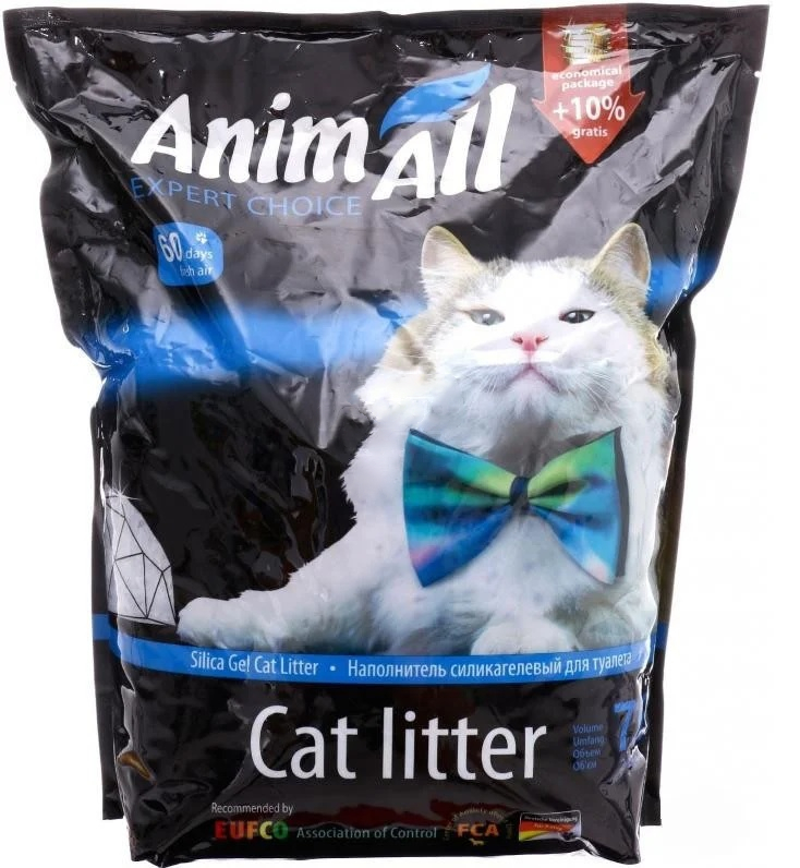 

Наполнитель для кошачьего туалета AnimAll Aquamarine Blue Голубой аквамарин силикагель 7.6 л/3.2 кг