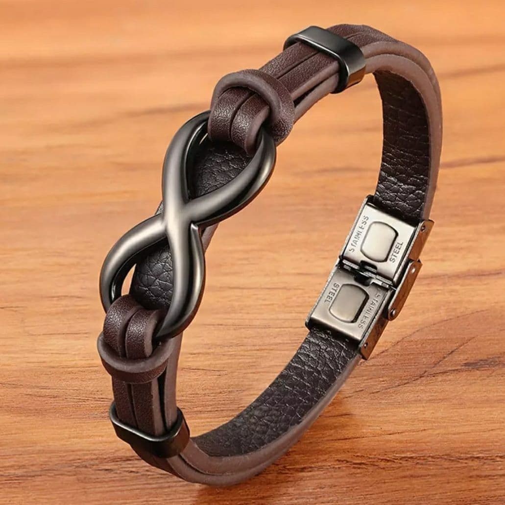 

Браслет кожаный Zig Jewelry со вставкой бесконечность коричневый