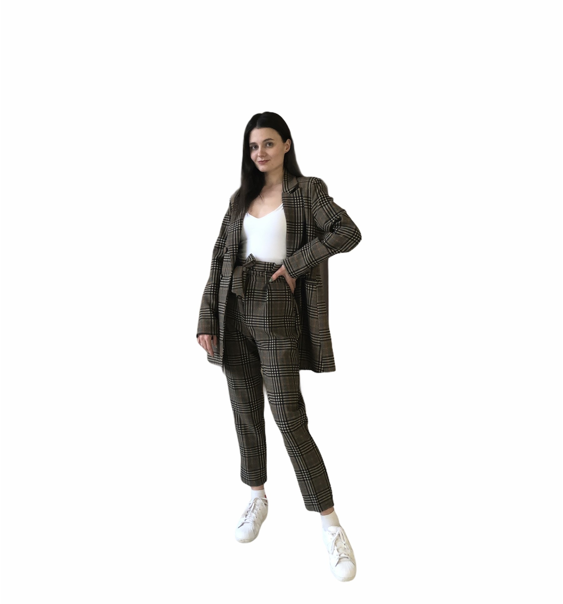 

Костюм брючний ayriss L коричневий клітинка