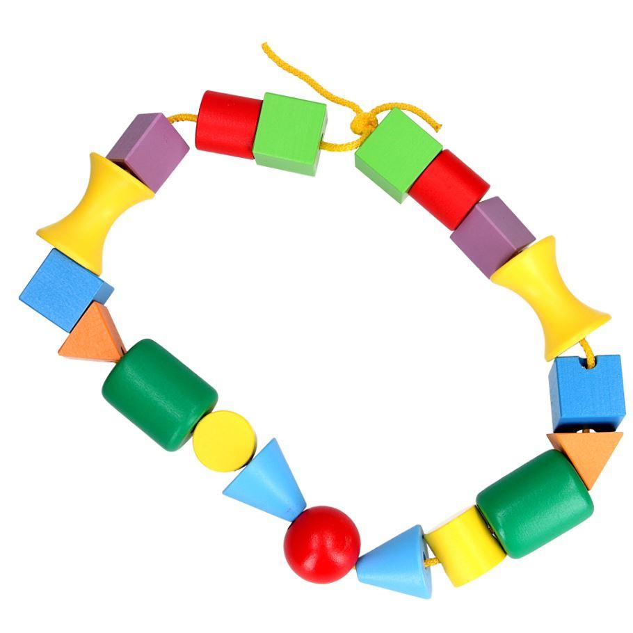 

Деревянная игрушка бусы-шнуровка для детей, Komarovtoys (К 123)