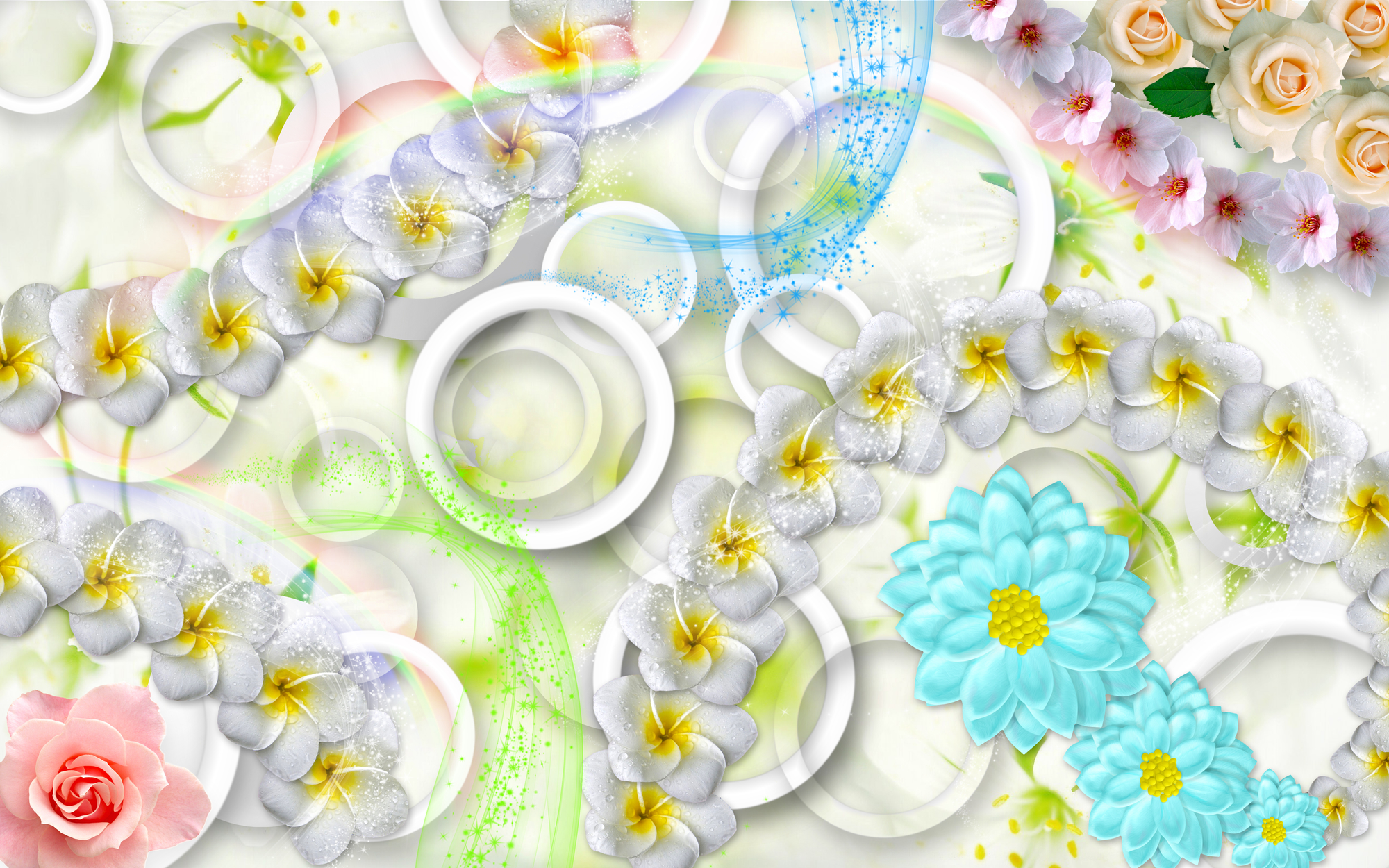 

Фотообои 3D '3D Цветы' (3473) , Штукатурка