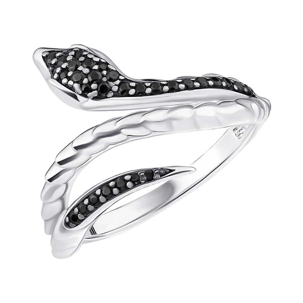 

Серебряное кольцо Змея с фианитами 000148190 18.5 размера
