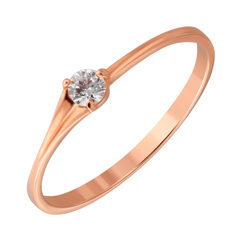 

Золотое кольцо с асимметричной шинкой и цирконием Swarovski 000056990 17 размера