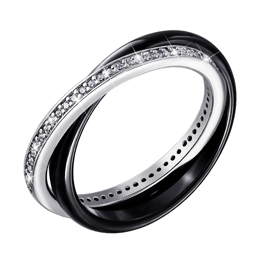 

Серебряное кольцо с керамикой и фианитами 000140154 18.5 размера