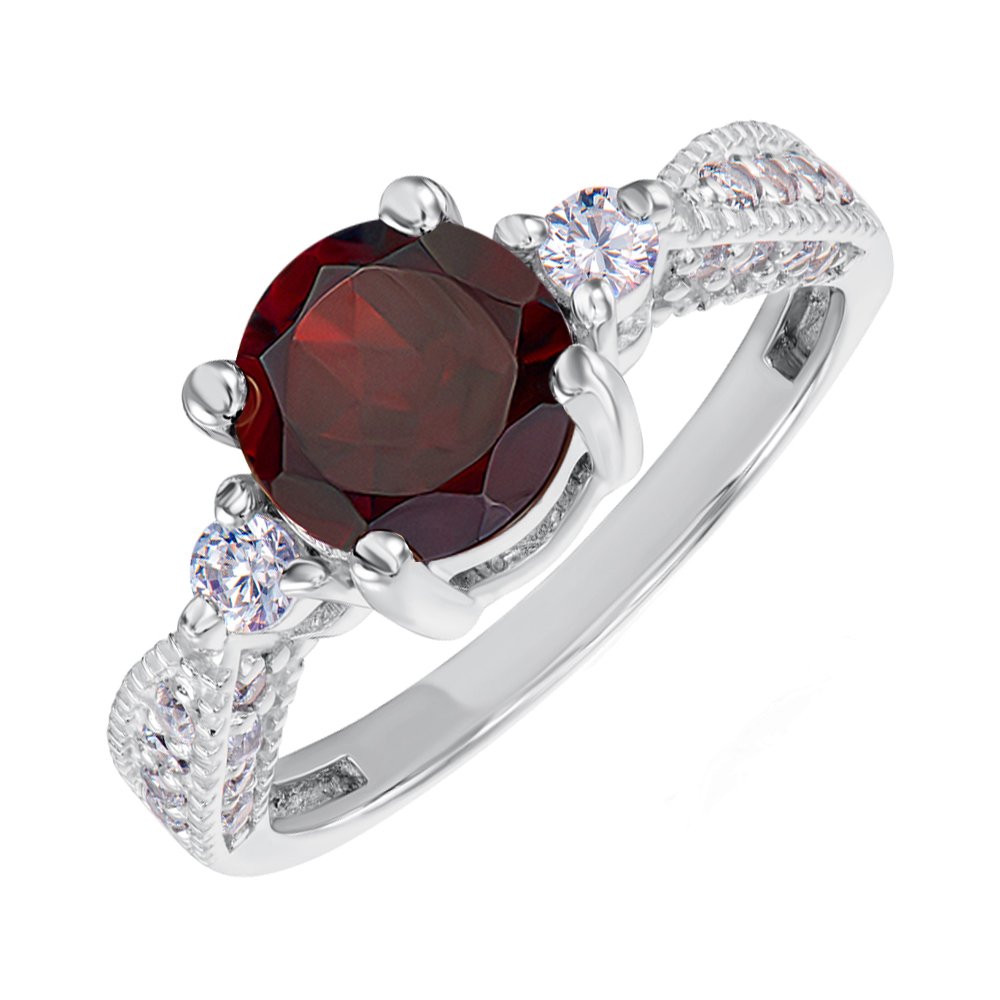 

Серебряное кольцо с гранатом и фианитами 000148832 15.5 размера