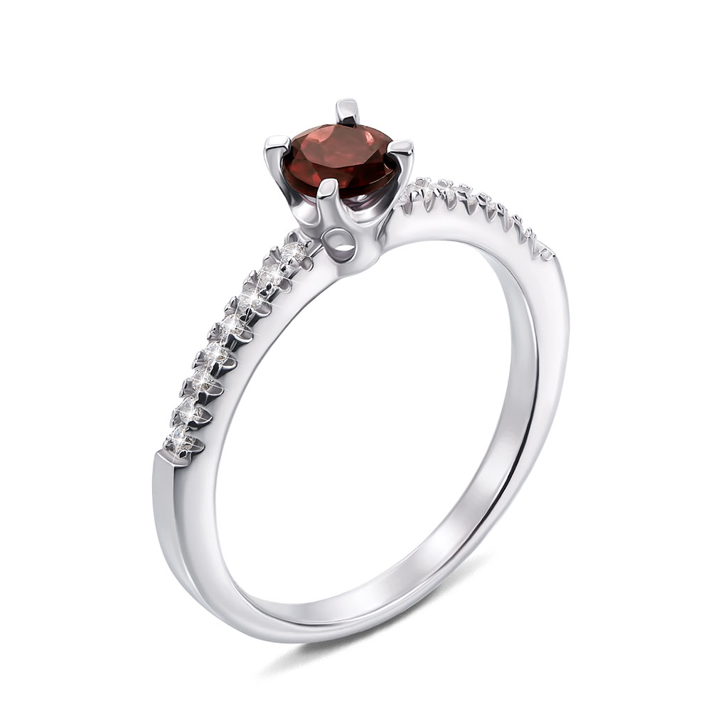 

Серебряное кольцо с гранатом и фианитами 000132136 18 размера