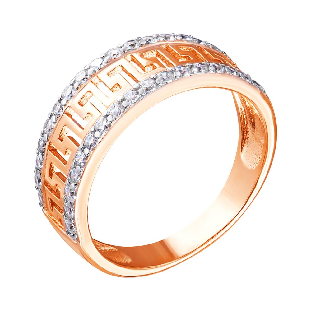 

Серебряное кольцо с позолотой и фианитами 000052268 16.5 размера