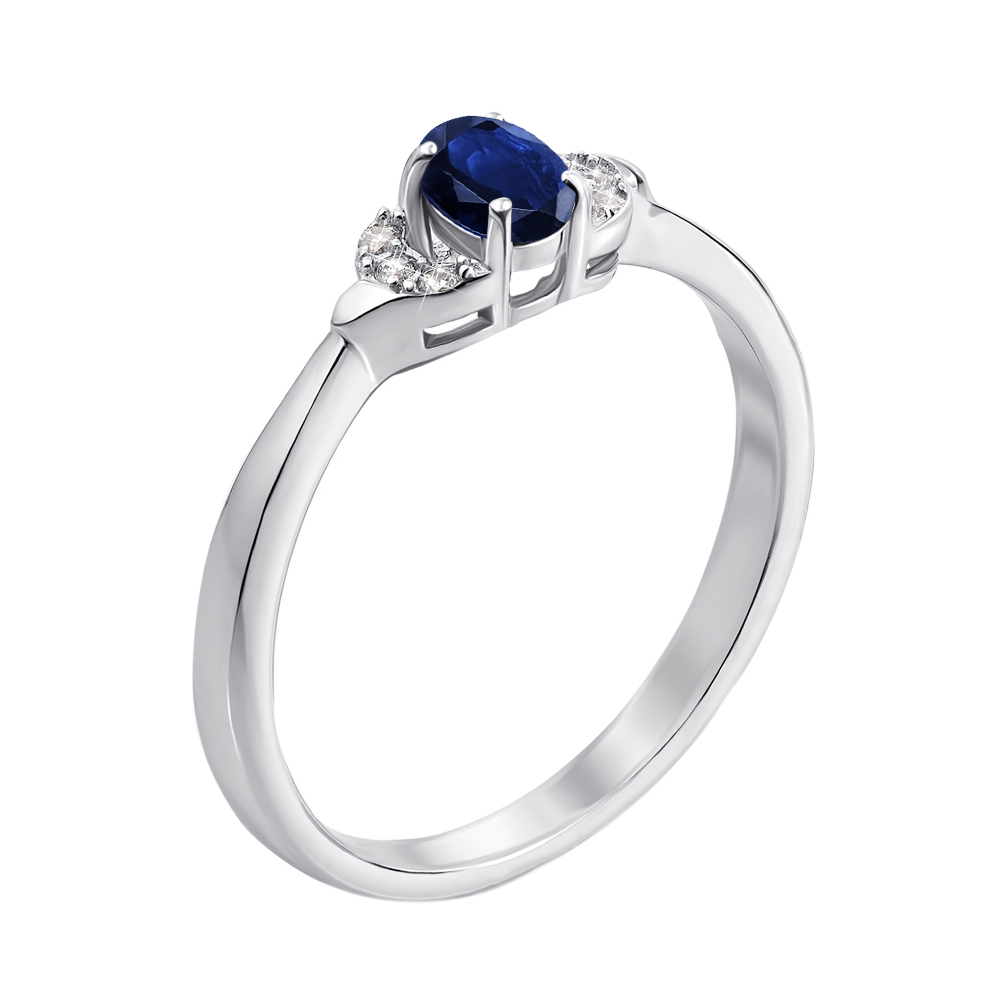 

Серебряное кольцо с сапфиром и фианитами 000136186 16.5 размера