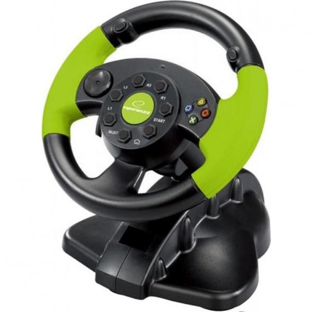 

Игровой проводной руль Esperanza USB PC/PS3/Xbox 360 Black/Green (EG104)