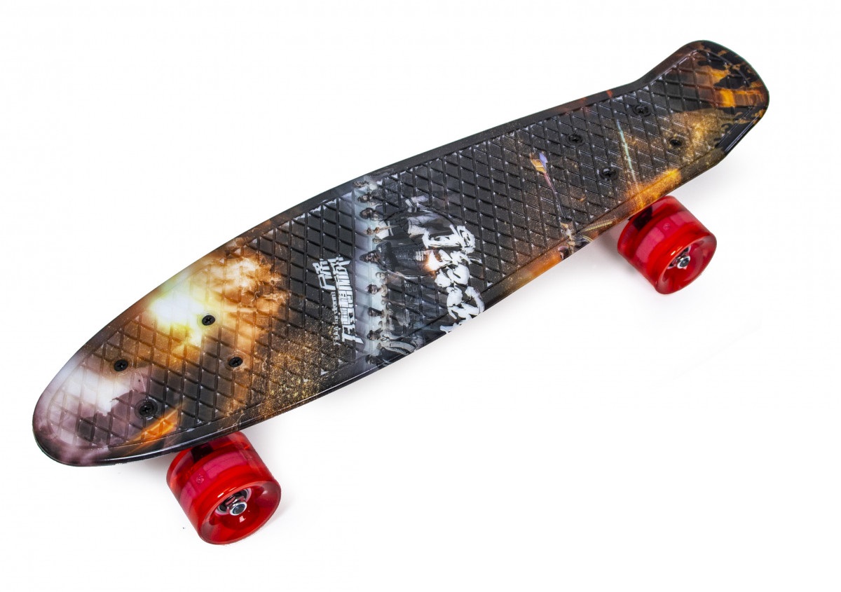 

Пенни борд (Penny Board) 22" со светящимися колесами и рисунком, "Битва"