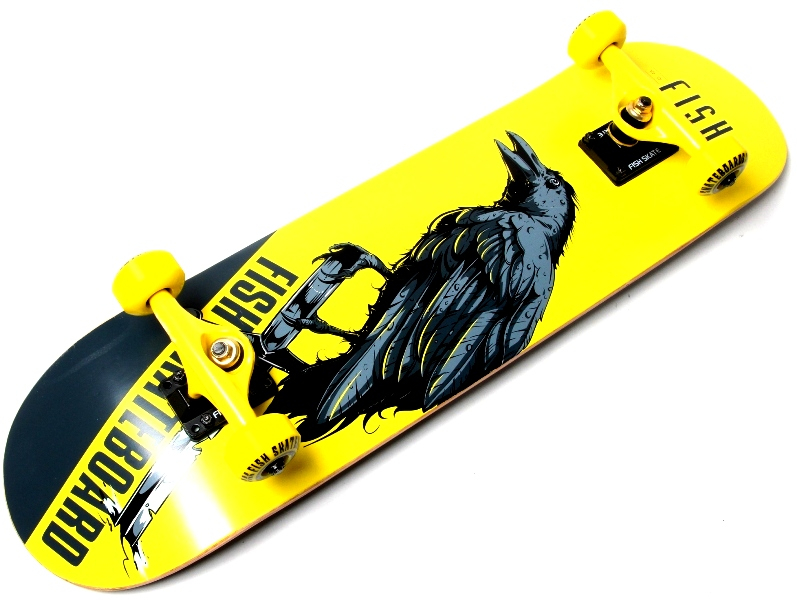 

Скейтборд Fish Skateboards деревянный с рисунком 31", raven