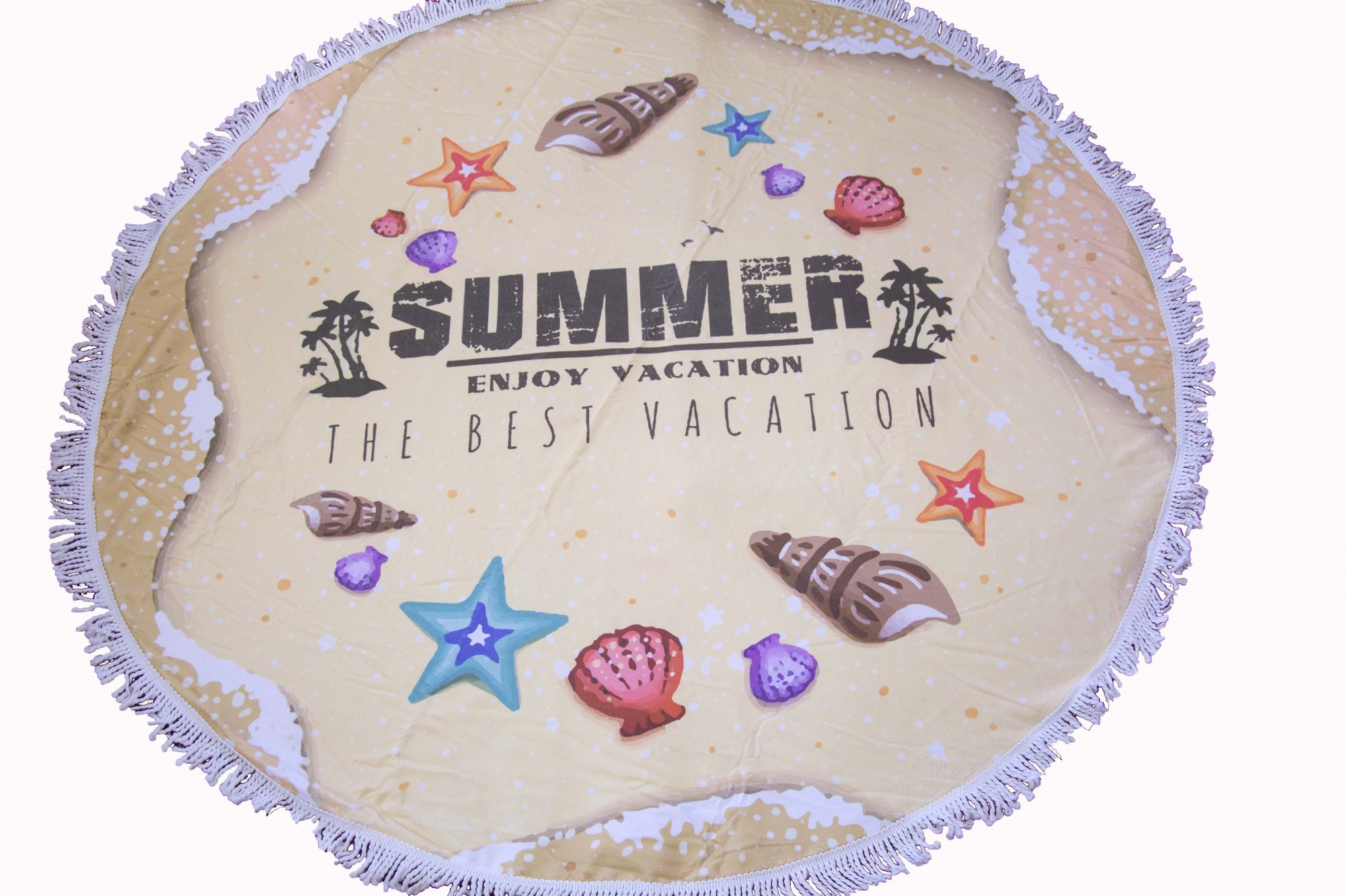

Пляжное круглое полотенце коврик с бахромой 150см микрофибра Summer