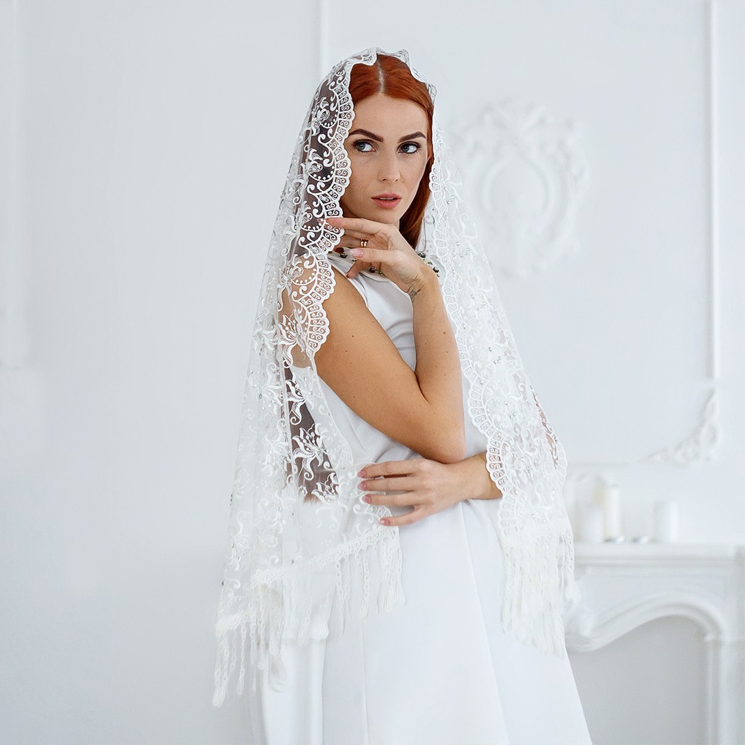 

Свадебный шарф Камила (150*45, Айвори, Стрази) 989.4