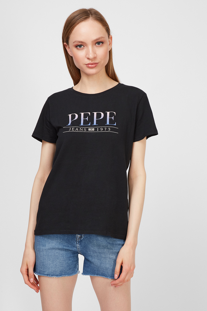 

Женская черная футболка с принтом LISA Pepe Jeans M PL504701