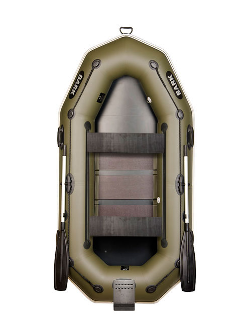

Лодка Bark B-260NPD двухместная, гребная, привальный брус, 4 ручки, реечный настил, навесной транец