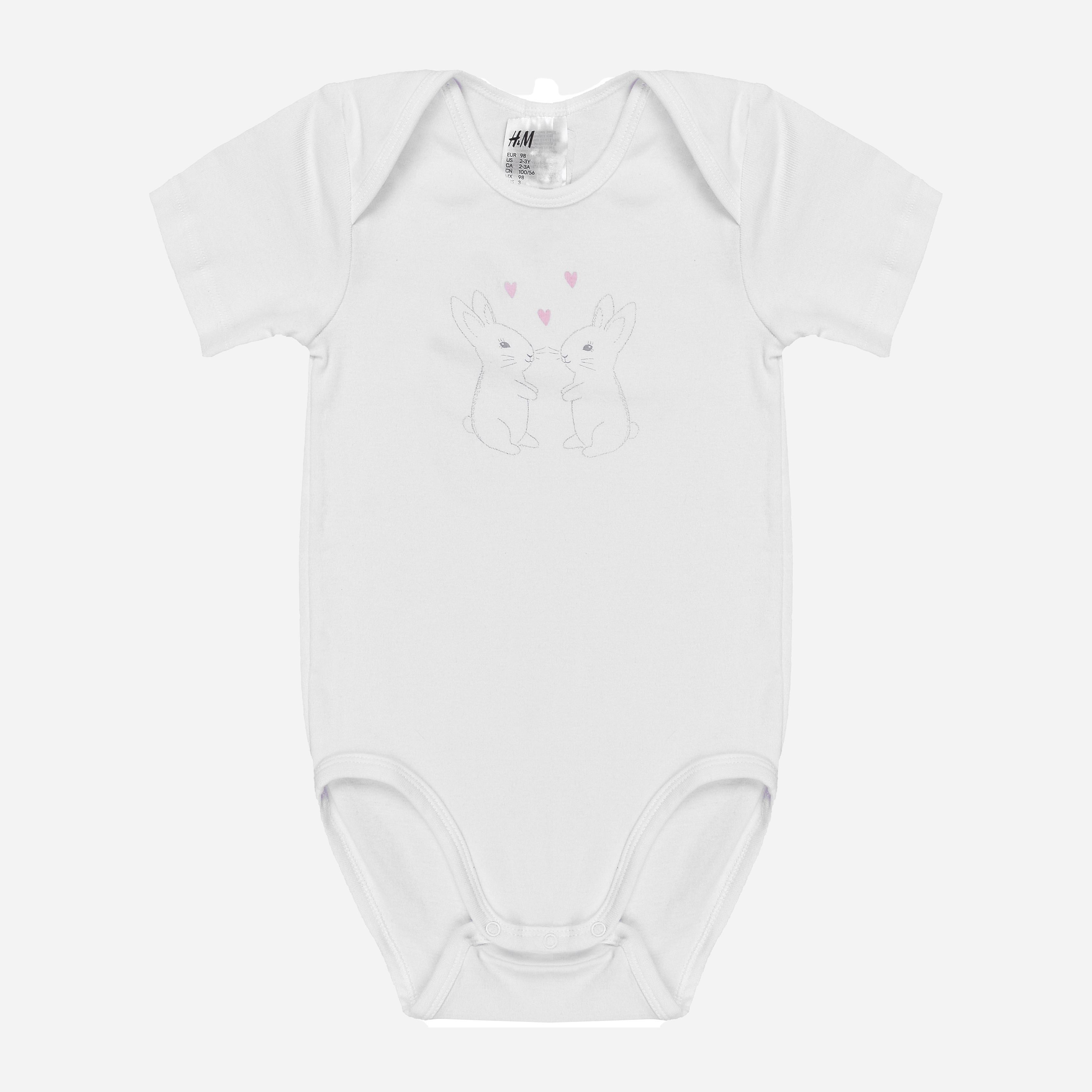 

Боди-футболка H&M 6340367 80 см Белый/Зайчики/Сердечки