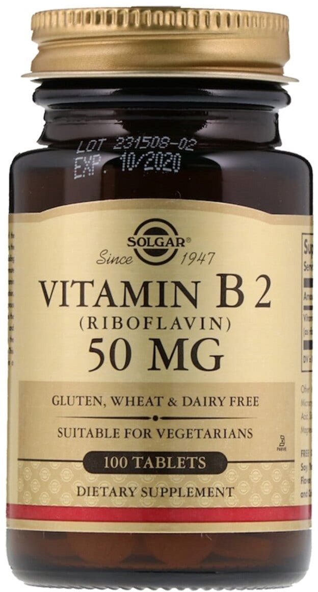 

Витамин Solgar B2 (рибофлавин), Vitamin B2 (Riboflavin), 50 мг, 100 таблеток (33984030404)