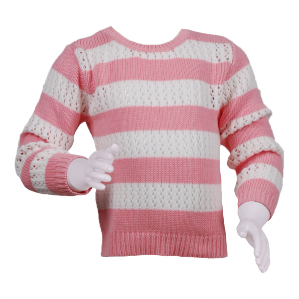 

Детский свитер в полоску для девочки 3 года (98 см) O 20102-white-light pink светло розовый цвет