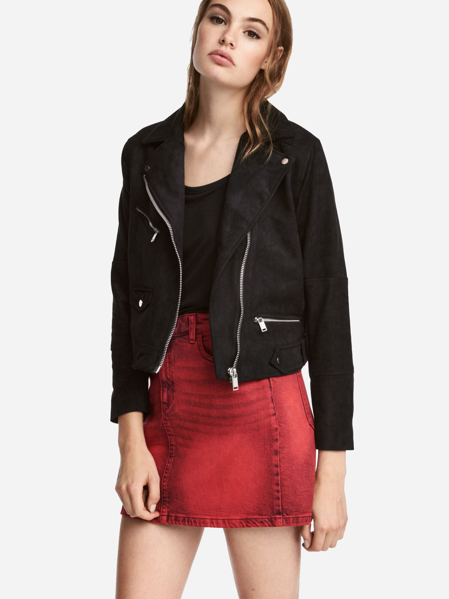 

Куртка из искусственной замши H&M 1005-5585626 46 Черная