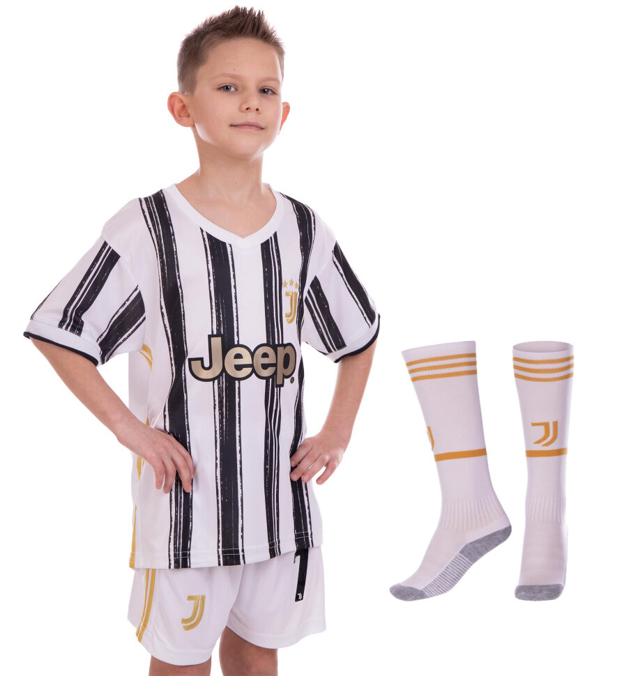 

Комплект футбольной формы детский JUVENTUS RONALDO 7 домашняя 2021 CO-3483 Размер L (рост 140-145 см)
