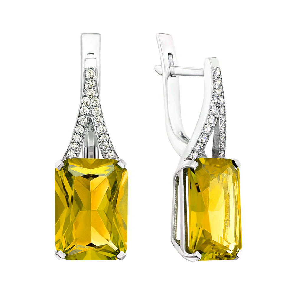 

Серебряные серьги с цитринами и фианитами 000145722