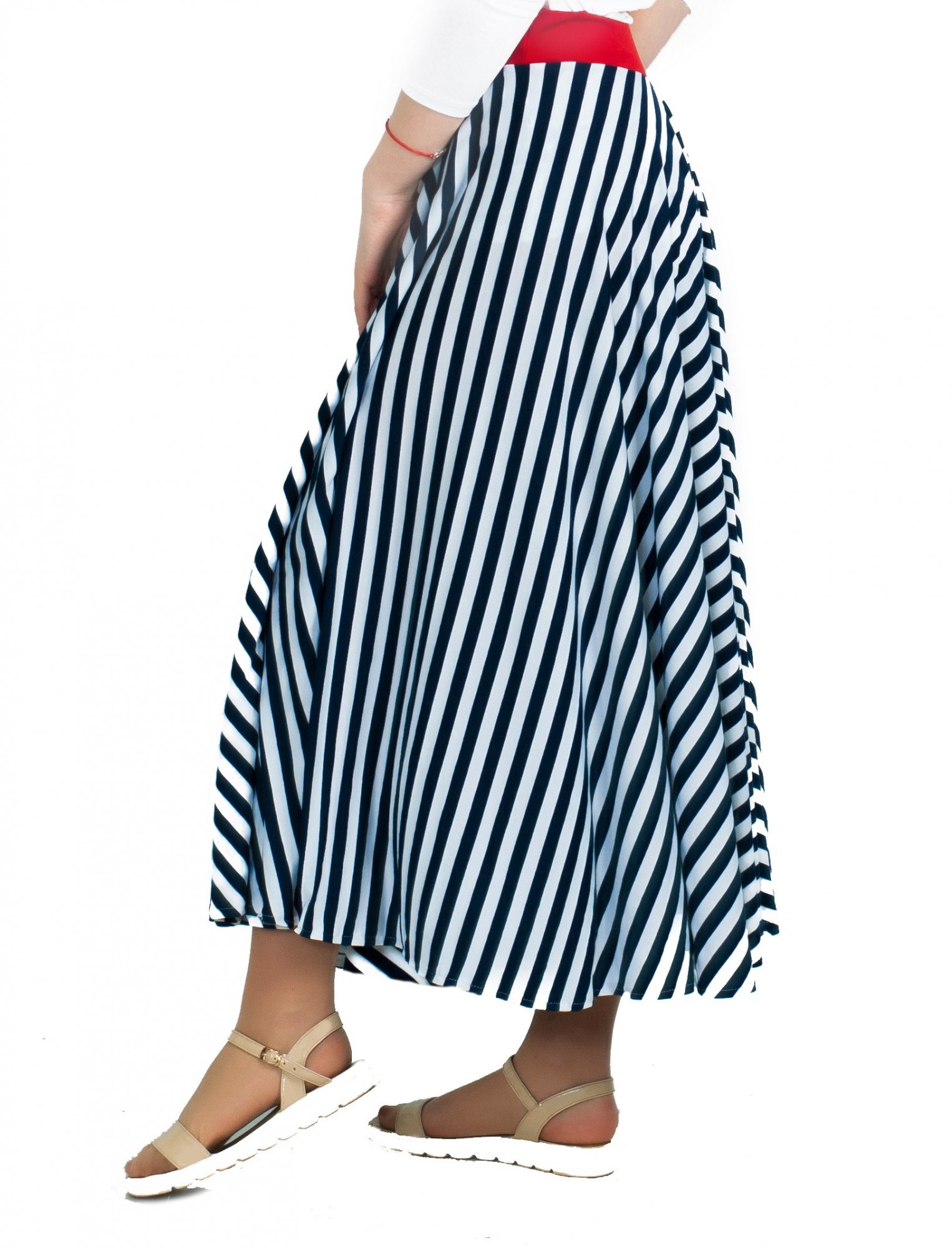 

Юбка солнце длинная МAXI Одесская цыганка 50-52 L-XL тёмно-синяя полоска