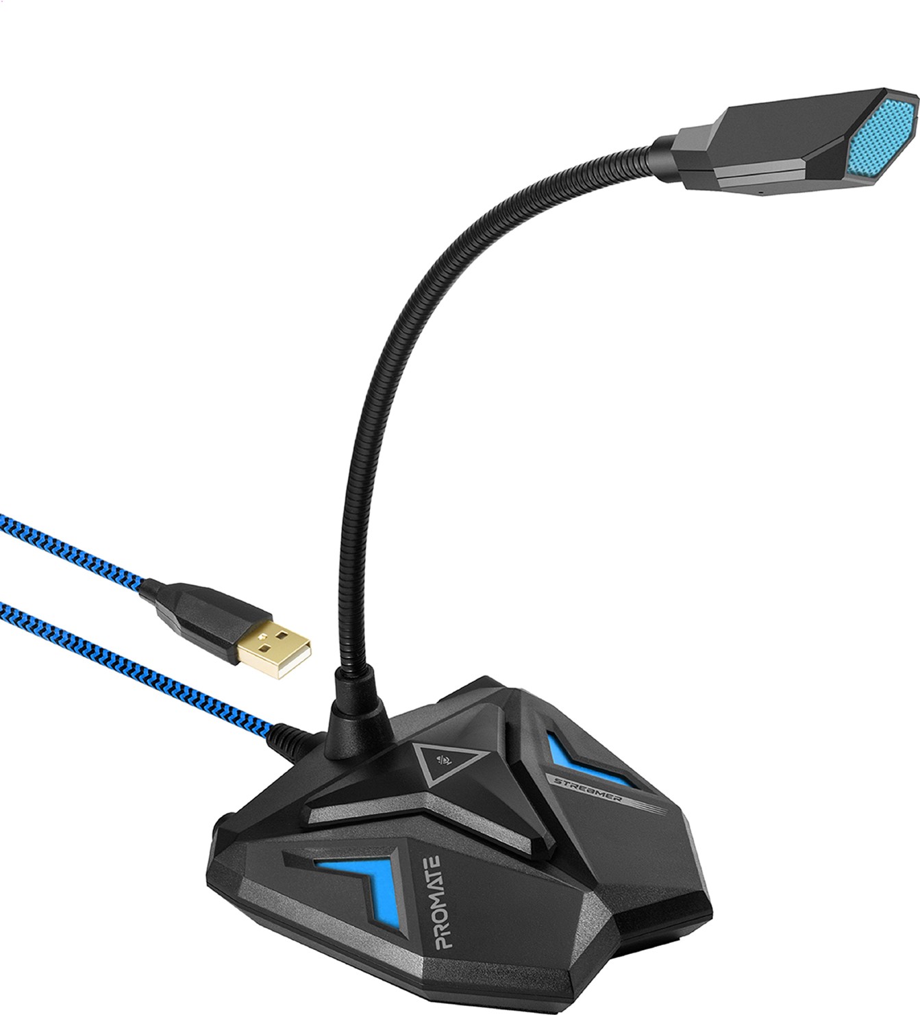 Акция на Микрофон Promate Streamer LED, USB Blue (streamer.blue) от Rozetka UA