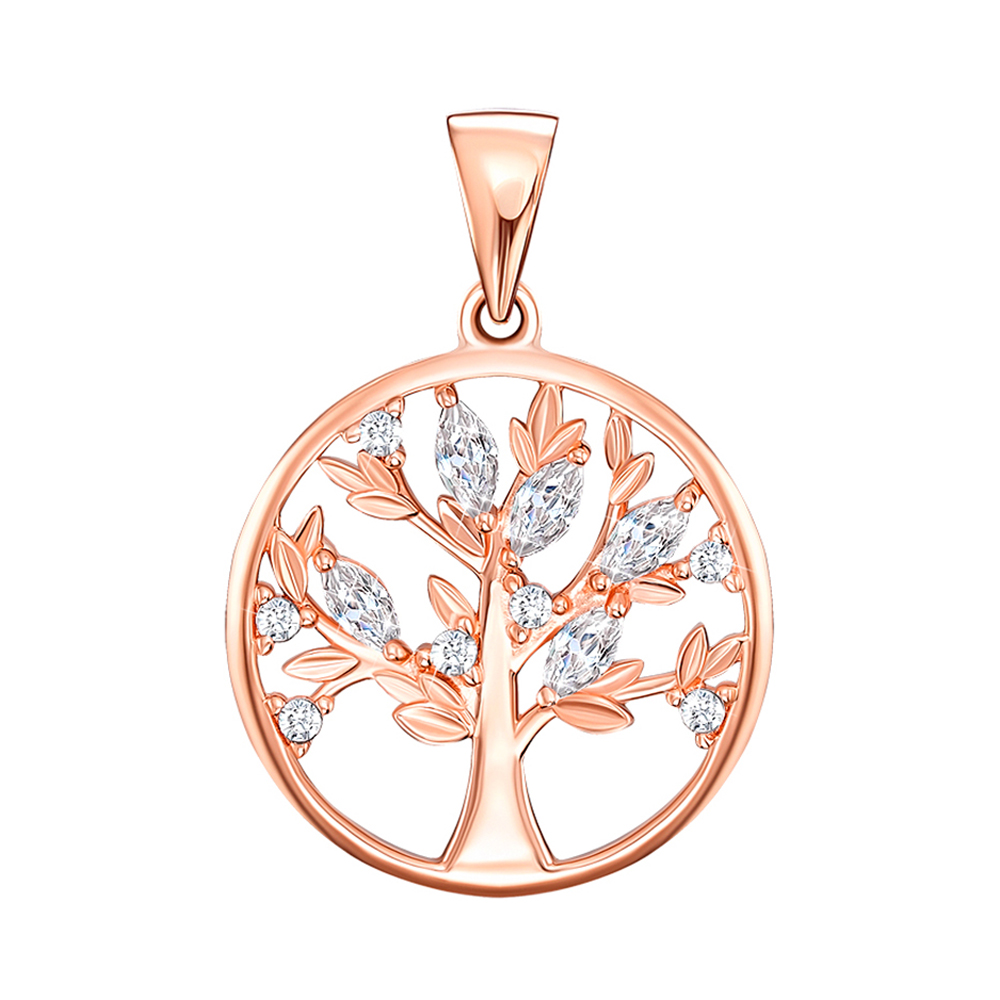

Подвеска из красного золота Древо Жизни с цирконием Swarovski 000143792