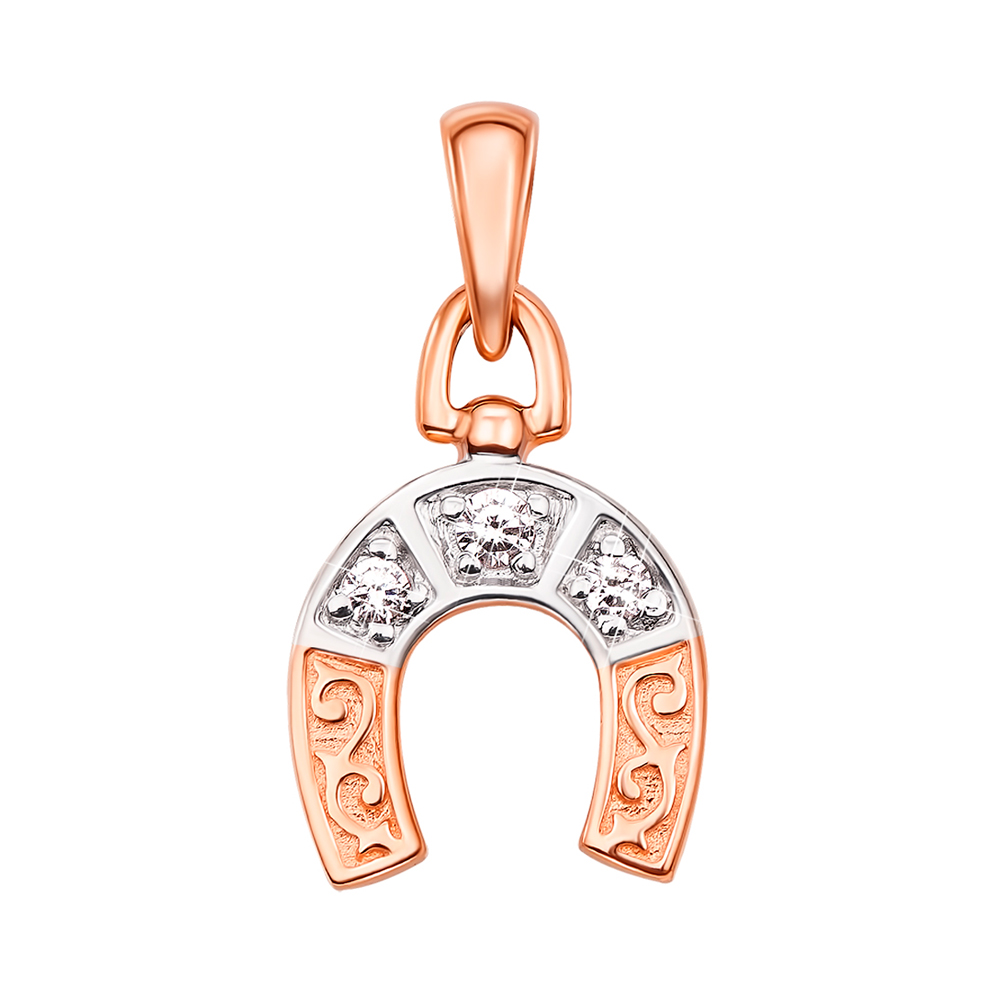 

Золотой кулон в комбинированном цвете с фианитами 000130129