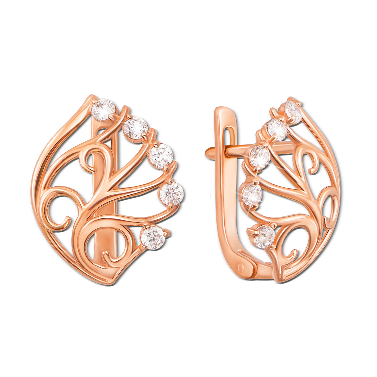 

Серьги из красного золота с фианитами 000136224