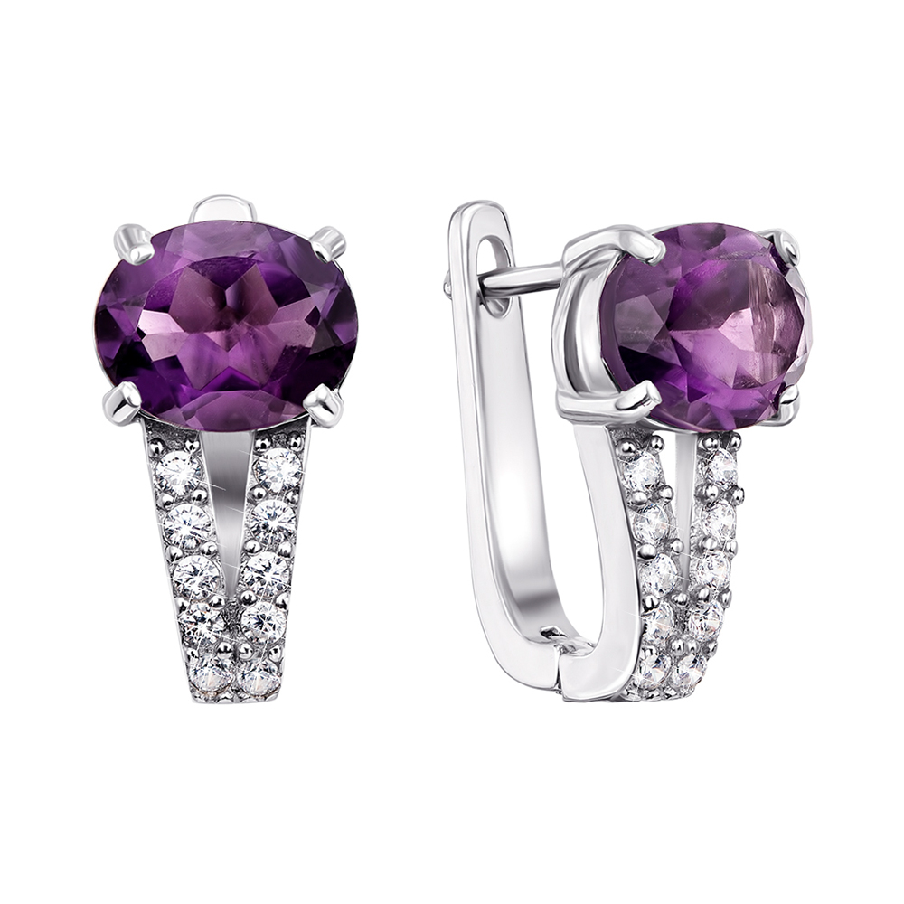 

Серебряные серьги с аметистами и цирконием 000139289