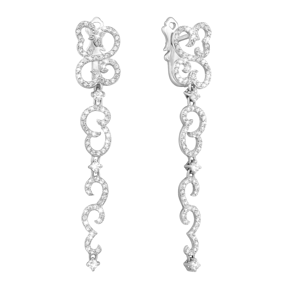 

Серьги-подвески из белого золота с фианитами 000136127