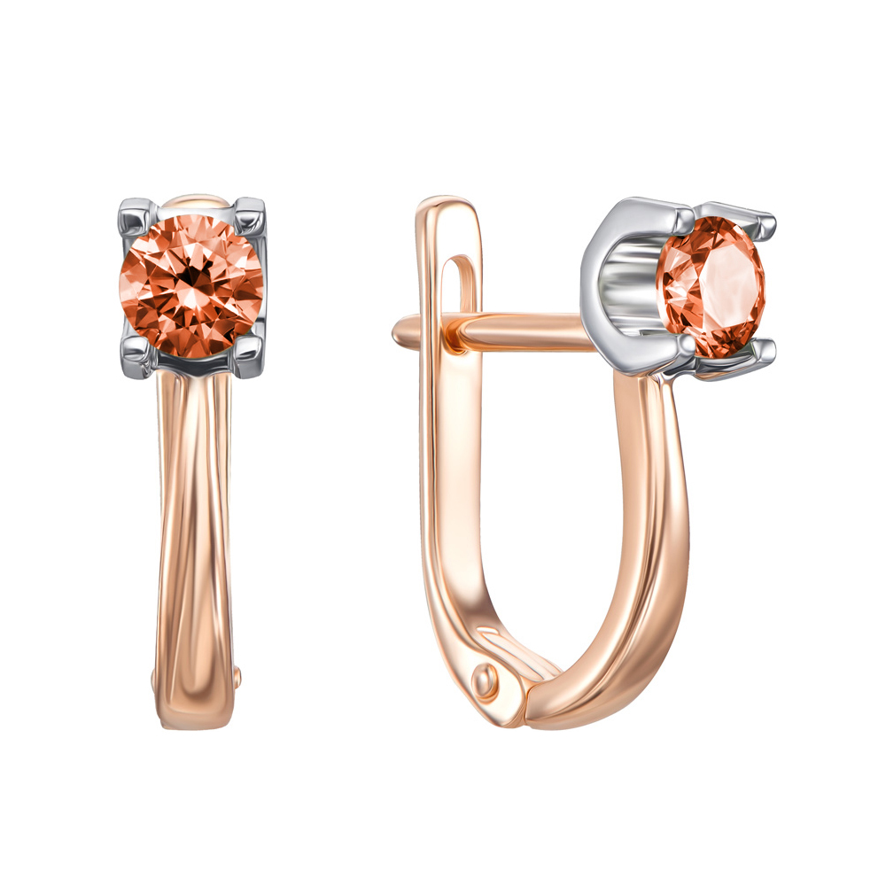 

Золотые серьги в комбинированном цвете с кристаллами Swarovski 000133881