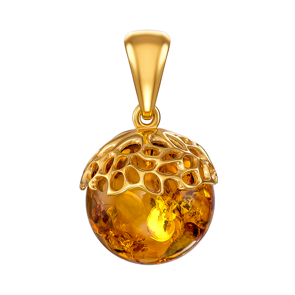 

Серебряная подвеска с янтарем и позолотой 000137615