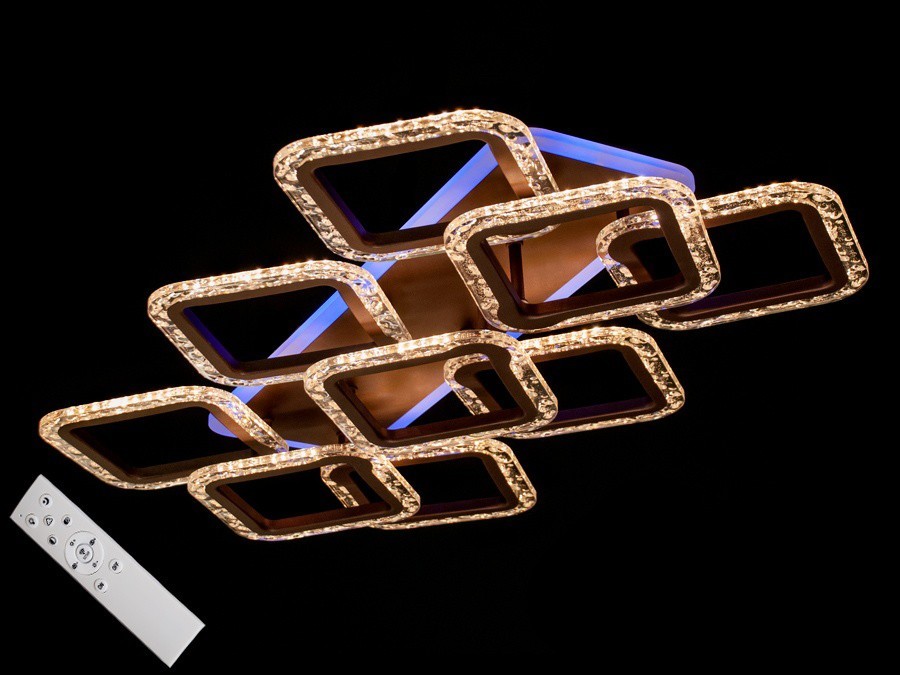 

Потолочная LED люстра AlexMosh с диммером и LED подсветкой 3-х цветов 110W цвет кофе (288)