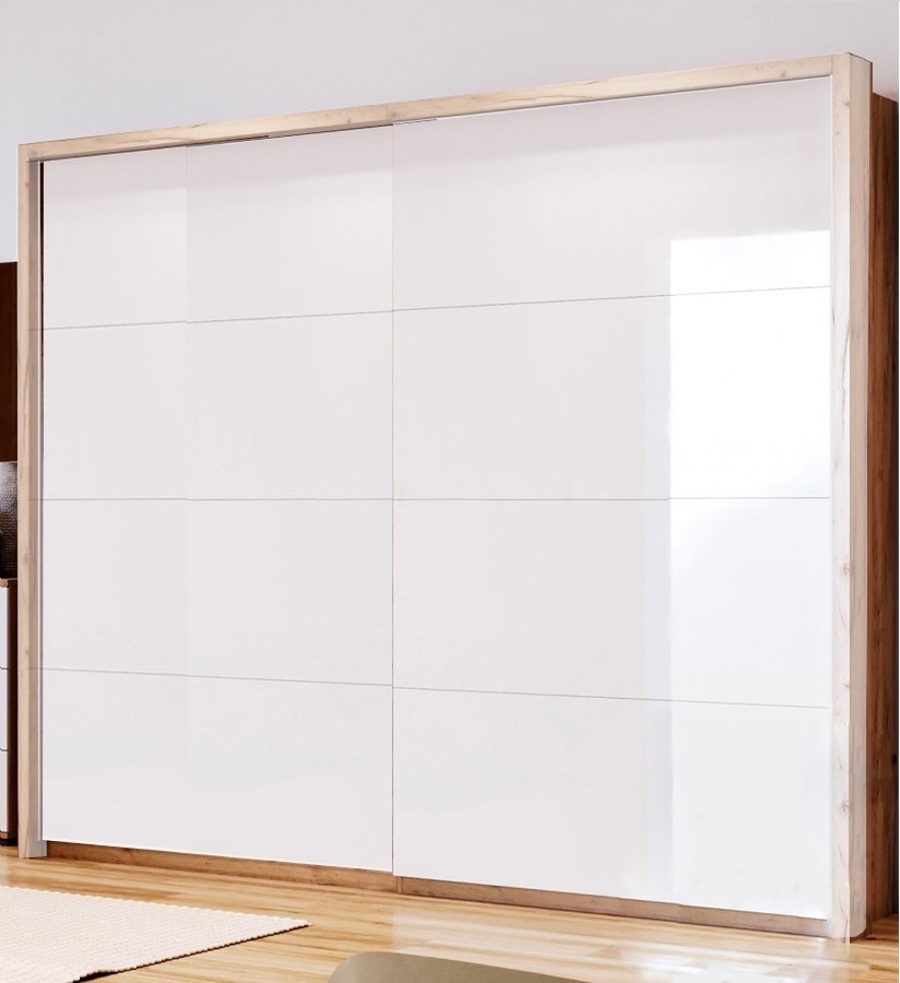 

Шкаф-купе в спальню, в прихожую из ЛДСП Асти 2,0 AS-22-WB MiroMark дуб белый глянец (без карниза)