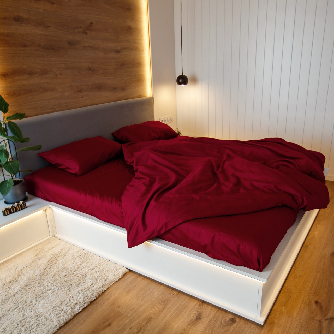 

Простынь NaviHome сатин 200х250 см бордо