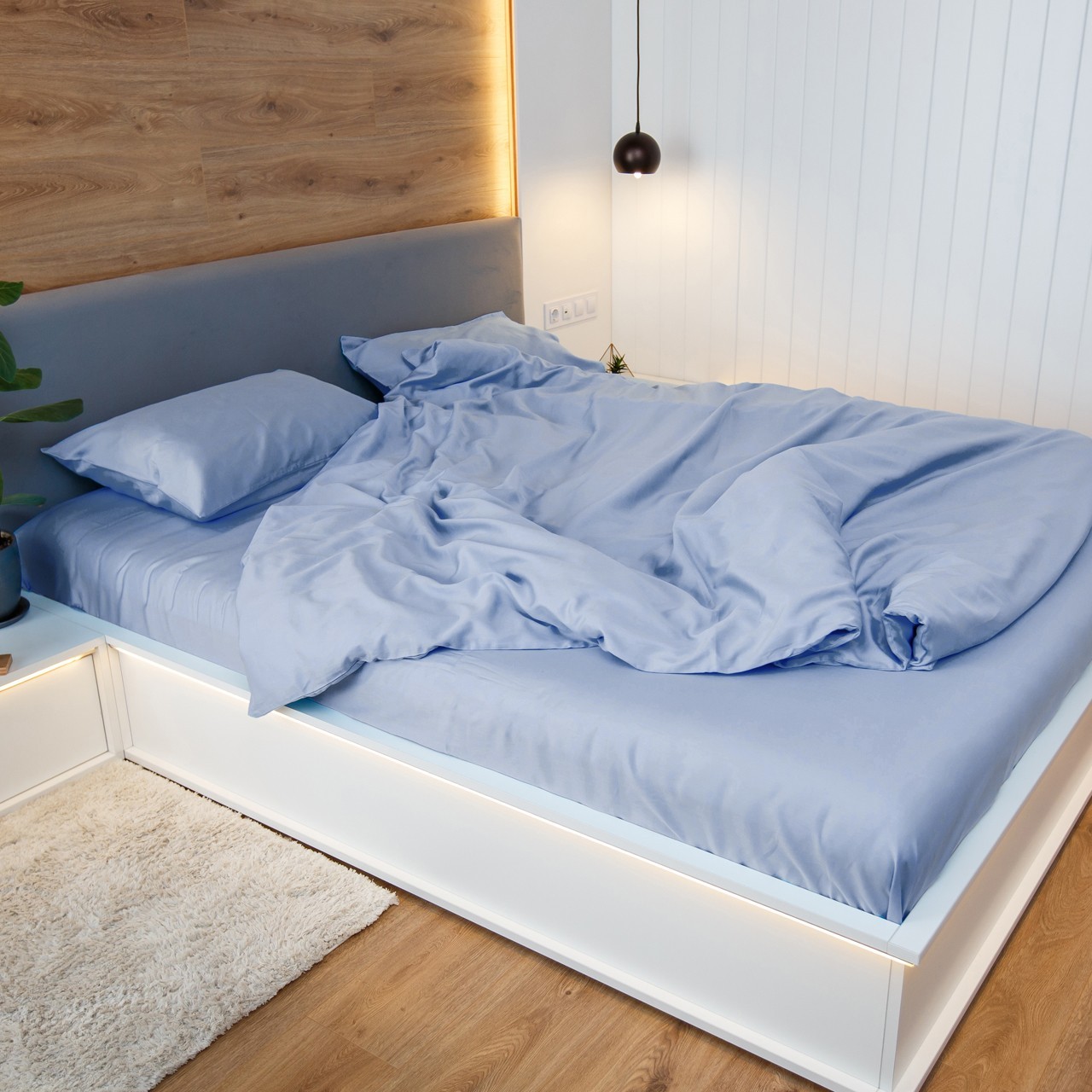 

Простынь NaviHome сатин 150х220 см нежно-васильковая